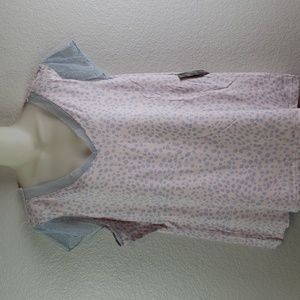 Nottibianche | NWT Women's Pajama Top V-Neck Lace Cap Sleeves Cotton Model Sz XL